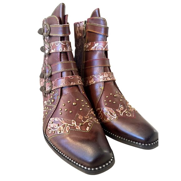L’ Artiste Rodeha Brown Size 10.5-11 EU 42 Spring Step NWB Hand Painted Leather - Picture 14 of 16